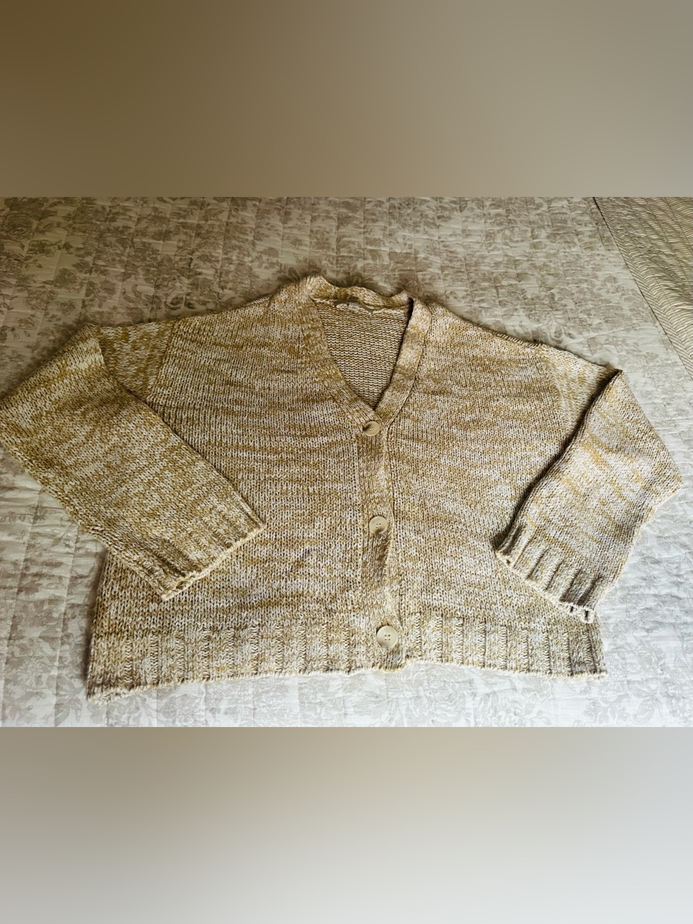 Cozy Cream Marled V-Neck Button Cardigan